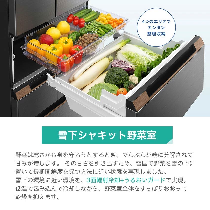 シャープ フレンチドア冷蔵庫 457L プラズマクラスター搭載 SJ-FA46K-W 幅65cm 業界最薄 （ホワイト）