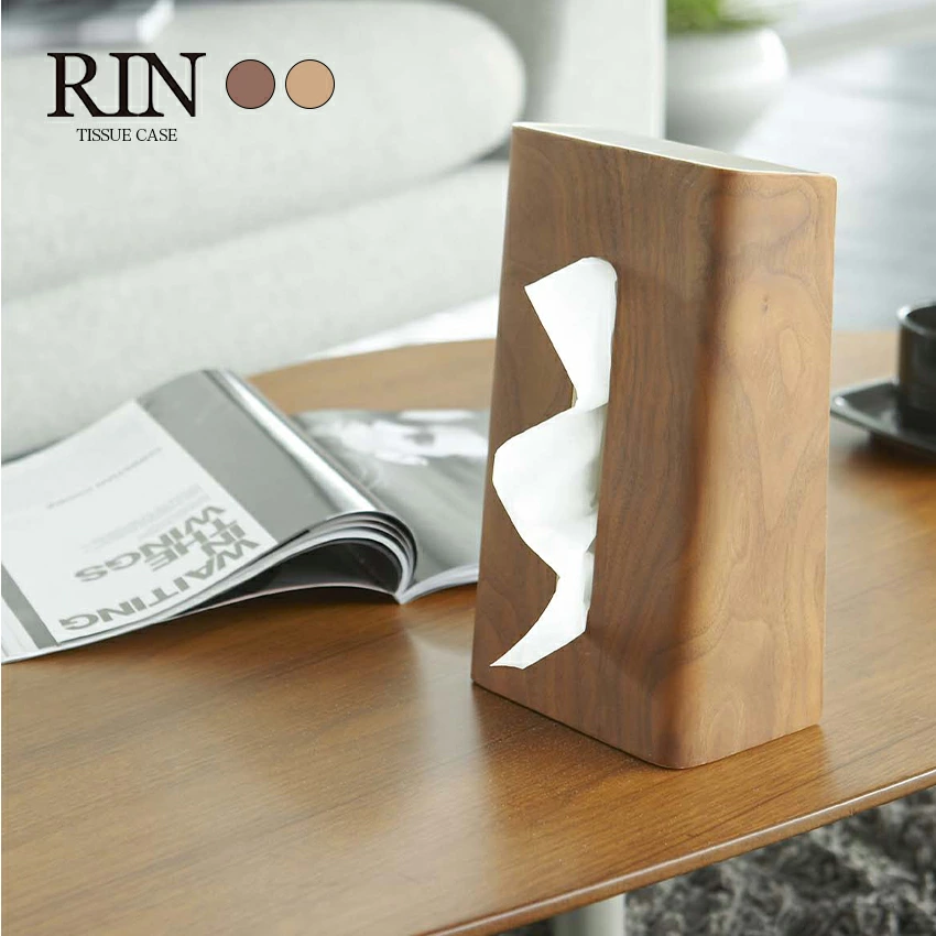 【山崎実業】ティッシュケース RIN（ブラウン）（ナチュラル）//【メーカー直送：2～4営業日での発送】