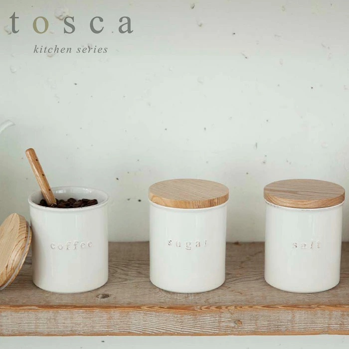 【山崎実業】tosca 陶器キャニスター シュガー＆ソルト 2個セット トスカ//【メーカー直送：2～4営業日での発送】