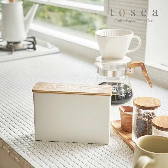 【山崎実業】コーヒーペーパー フィルターケース トスカ tosca（ホワイト）//【メーカー直送：2～4営業日での発送】