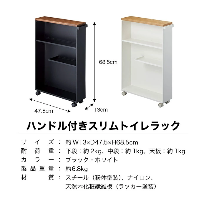 ハンドル付きスリムトイレラック